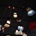 Photo The soft ceiling lamps in the restaurant