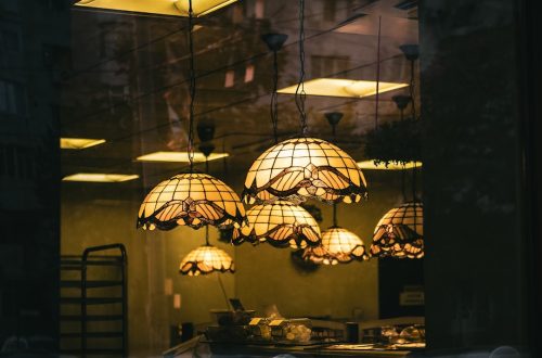 Photo Retro Brown Glass Kitchen Pendant Lamp